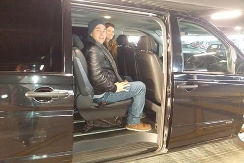 Happy couple onboard of our vehicle.