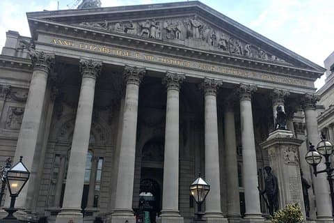 The Royal Exchange, where the ghost of Christmas yet to come causes Scrooge to reform.