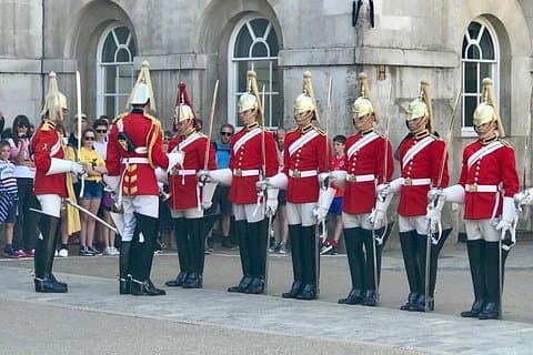 Inspection of Queens cavalry at Horseguards Parade ground