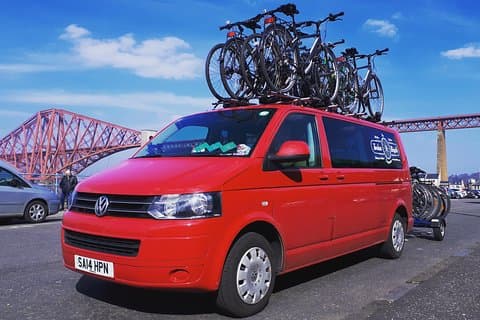 Tartan Bus with Forth Rail Bridge