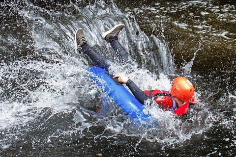 Making a splash on the River Dee, Llangollen.