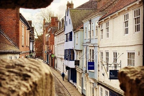 Medieval streets, seen from the Wall.