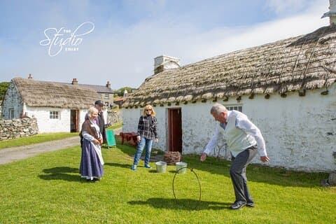 Nigel playing at Cregneash village. The oldest working village on the island, showing how the Manx lived in the past.