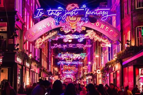 Some of the previous Christmas Decorations in Carnaby Street