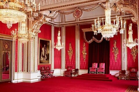 Throne Room - You'll definitely stop to visit the famous throne room that is regally ornate and a stately backdrop for royal wedding photos. Royal Collection Trust, © His Majesty King Charles