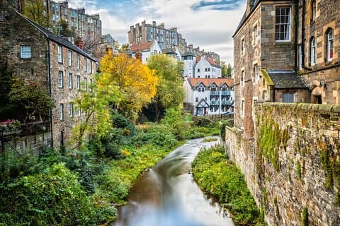 The Water of Leith, seen from the Old Bridge in Dean Village