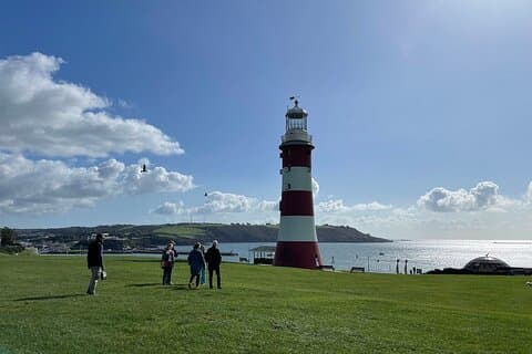 Leading a group to Smeaton's Tower on Plymouth Hoe