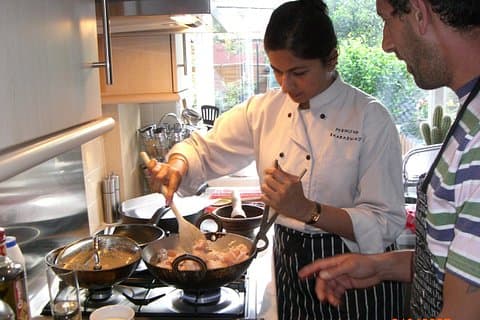 Cooking a curry with Chef Monisha