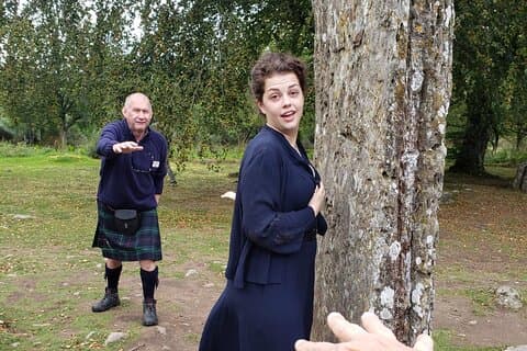 Kayla and me recreating the "Outlander" Poster shot at Clava Cairns