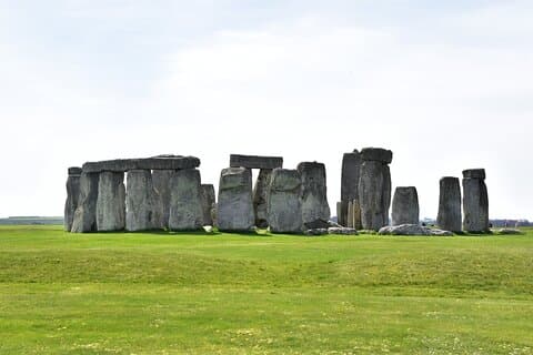 Stonehenge on a clear, sunny day.