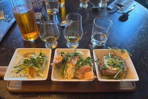 The taste of Scotland lunch platter - 4 course tapas style.