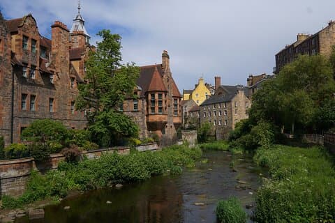 The view along the Water of Leith in Dean Village