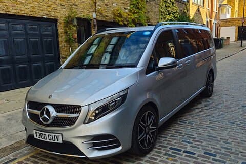 The transfers take place in a V Class Mercedes with space for up to 6 passengers and their luggage.