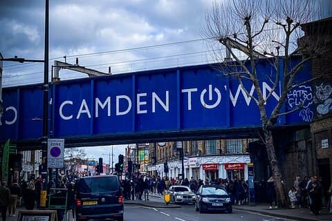 Camden Town and the entrance to its markets in London