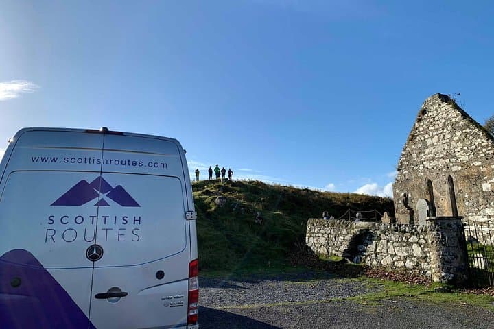 Our lovely bus at Kildalton Graveyard
