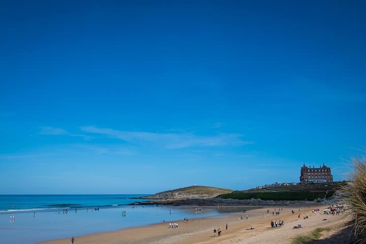 Headland Hotel & Fistral beach, Newquay, Cornwall.