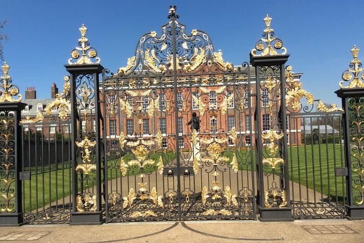 The gates at Kensington Palace where tributes to Princess Diana were left.