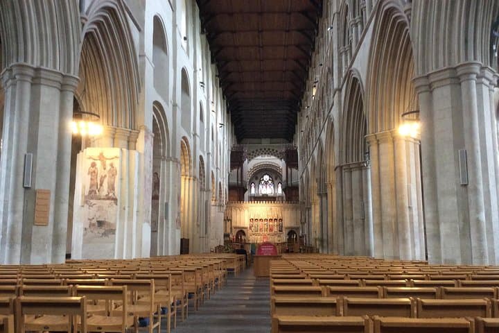 Inside the nave of one of the finest, largest and oldest cathedrals in Britain.