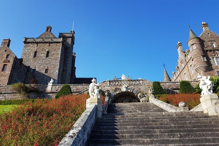 The view of Drummond Castle from the gardens