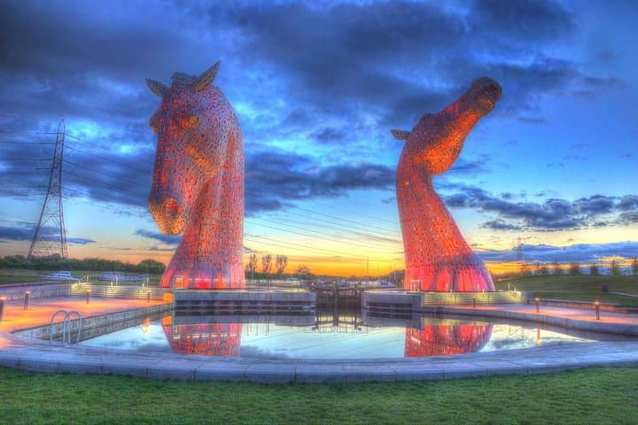 the Kelpies at night , Falkirk tours from Private tours Edinburgh 07305-294773
