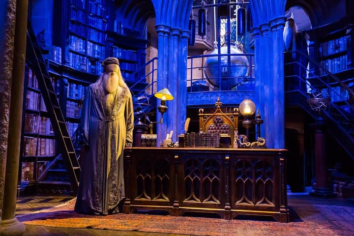 Dumbledore's robes on display in his Hogwarts office at Warner Bros. Studio Tour London.