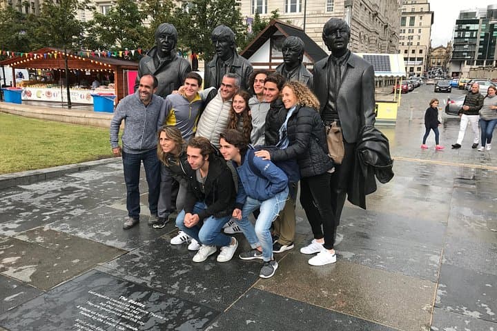 Having fun at The Beatles Statues
