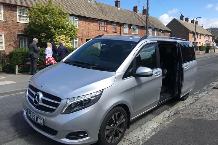 Luxury licensed V-class Mercedes and qualified Beatles Guide who will sing along with you on the tour James Corden & Paul McCartney "Carpool Karaoke" style!! This is outside Paul's childhood home.