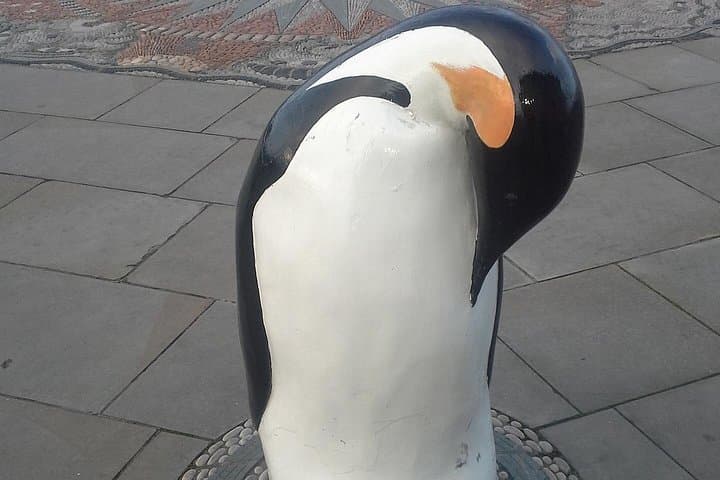 Penguin statue outside Discovery Museum