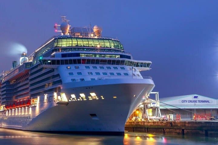 Departs Southampton cruise terminal at 8:15 AM