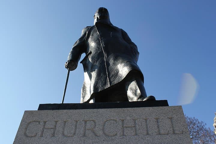 One of the many statues of Sir Winston Churchill in London