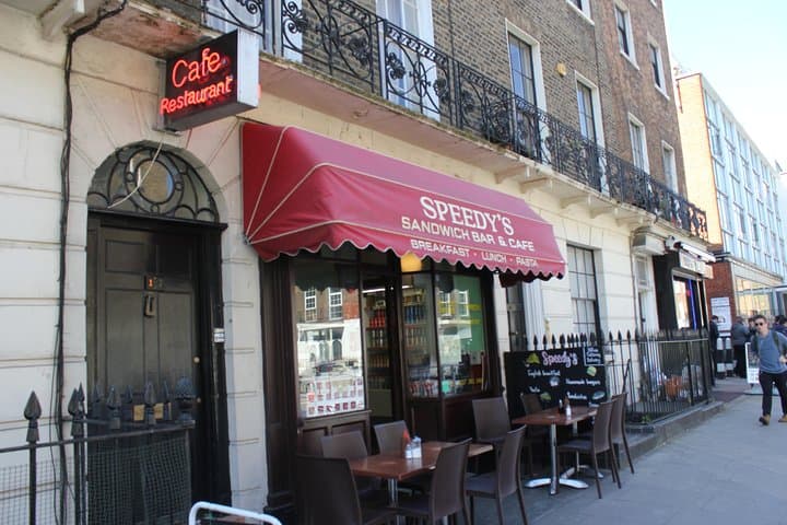 Speedy's Cafe, where you can stop and grab a bite to eat at the end of the tour OR grab a coffee and something light as we head towards The Sherlock Holmes Museum.