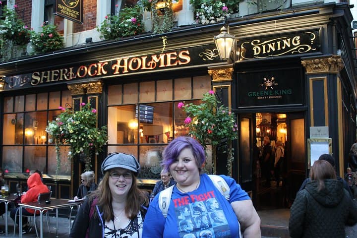 Some of the happy tourists who have visited the Sherlock Holmes pub with us.
