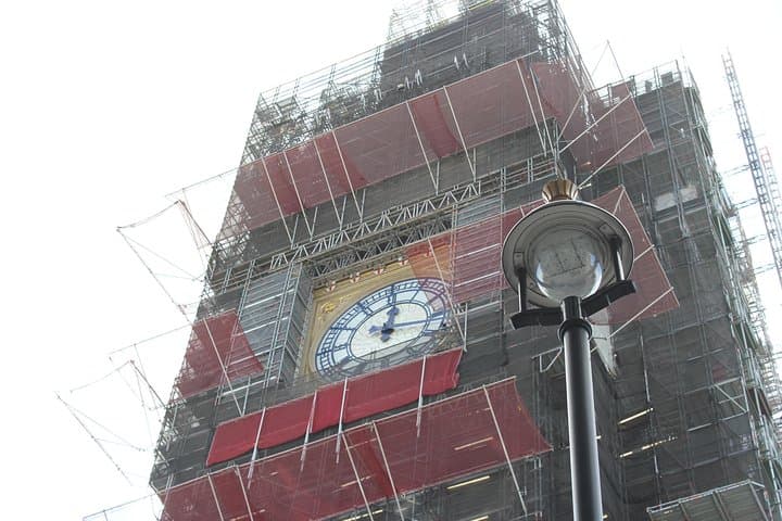 Big Ben under reconstruction after being destroyed by the Slitheen.