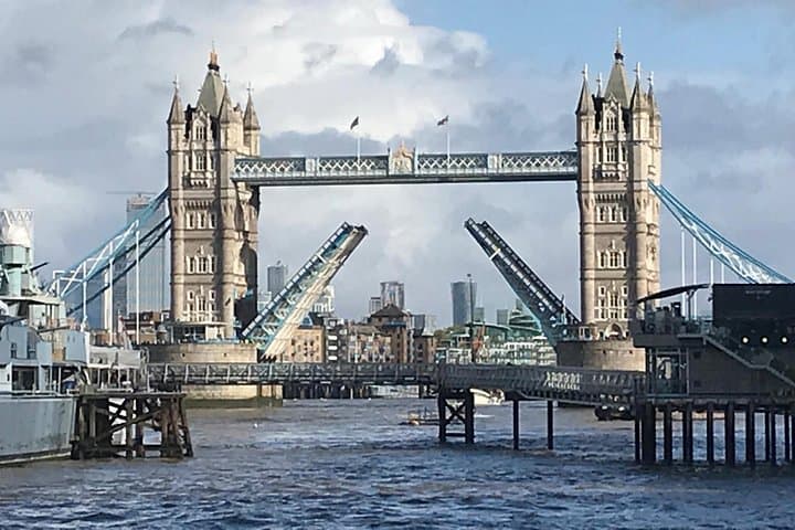 The Bastules of Tower bridge now seldom open. If you are lucky enough to see, take a moment to watch, the Tour will wait, and crossing the river is tricky!
Photo by James Holdstock