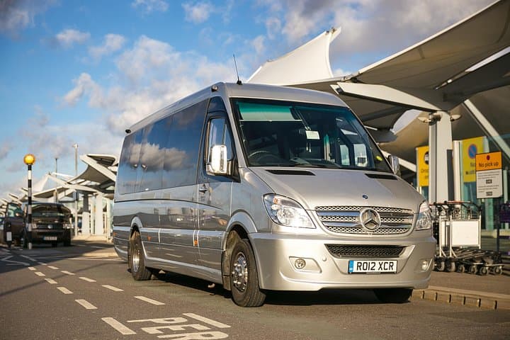 Minibus at airport pick-up point