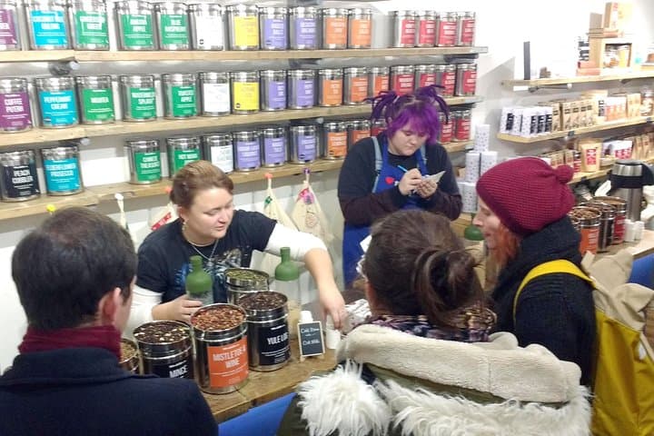 A lot of tea to choose from during your walking food tour in Brighton