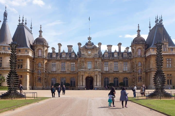Waddesdon Manor the North Front and wine bottle sculptures