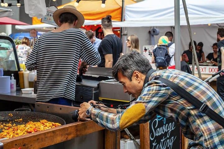 Photograph street markets and try different angles of view
