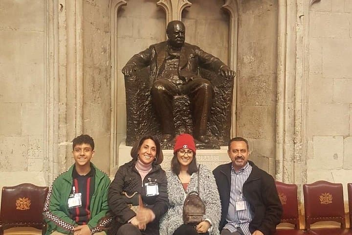 Guests enjoy the company of Winston Churchill.