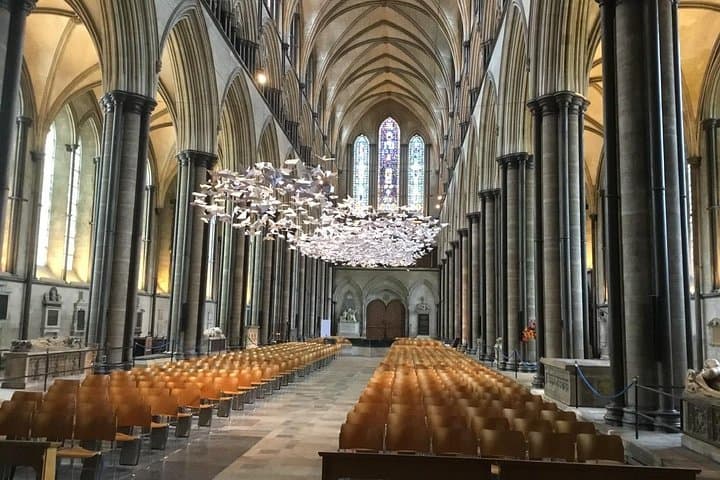 Majestic interior of Salisbury Cathedral.