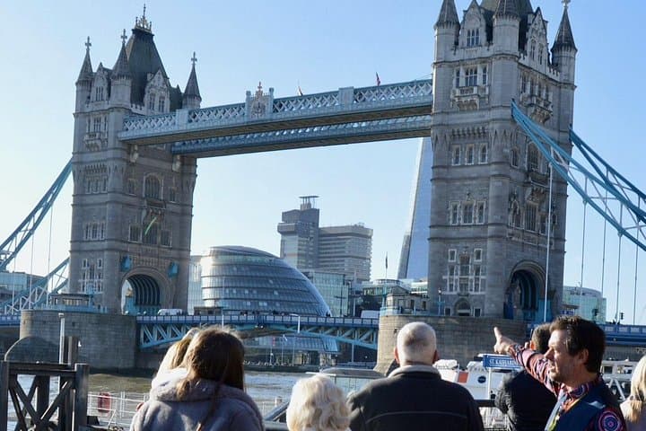 Admiring Tower Bridge from St Catherine’s Dock.