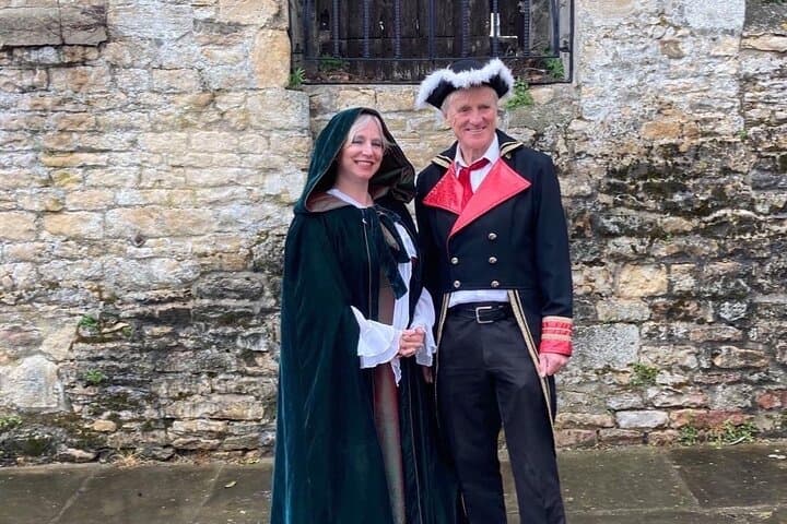 Two of our guides at the leet Hall in Victorian costume.