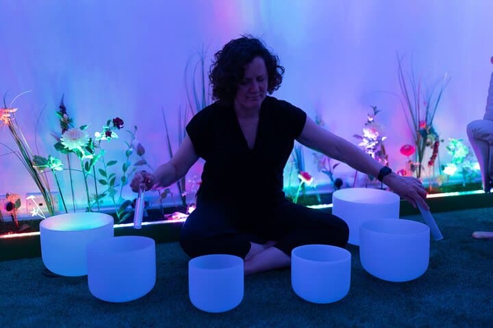 Relax to the sound of the crystal singing bowls