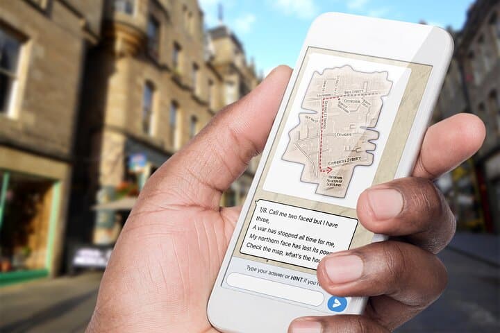 Follow a trail of clues and maps sent to your phones