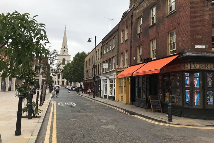 Brushfield Street running alongside Spitalfields Market still with many of its original 18th century houses.
