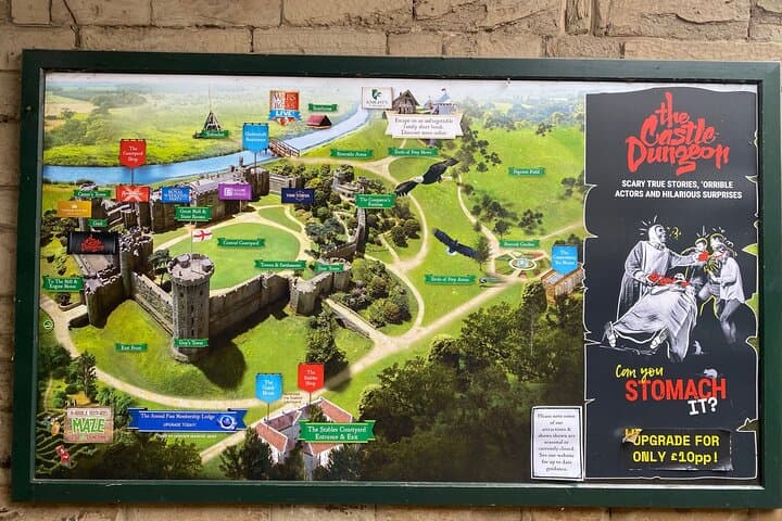 Map of all we can visit at Warwick Castle