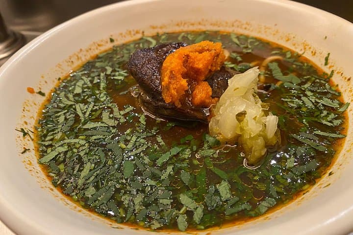 A warm beef dumpling broth on a cold winters day in London
