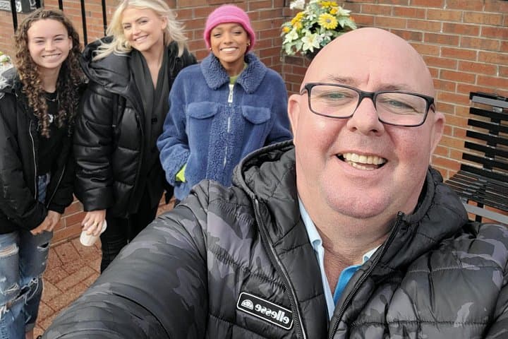 Our guide Mark with young actors