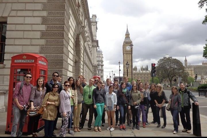 The group in front of Big Ben and the Houses of Parliament