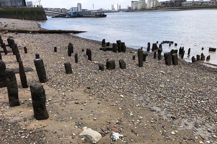 Medieval pier remains at Greenwich.